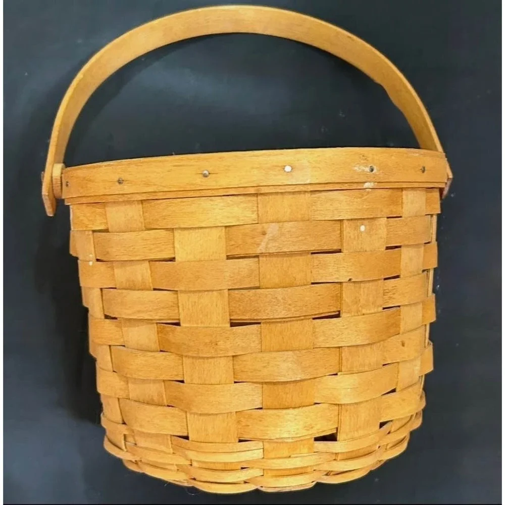 1995 Longaberger Small Gathering Basket Swing Handle Handwoven USA Basket EUC